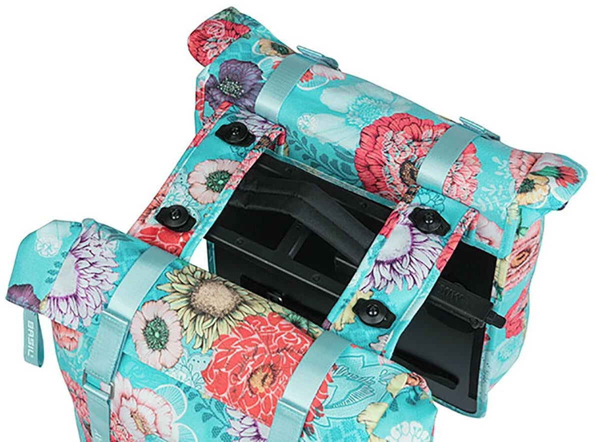 Basil Bloom Field Dobbelt Sidetaske 28-35l Inkl. MIK Plade, Gul/farverig 2 Basil Bloom Field Dobbelt Sidetaske 28-35l Inkl. MIK Plade, Gul/farverig - Billede 2