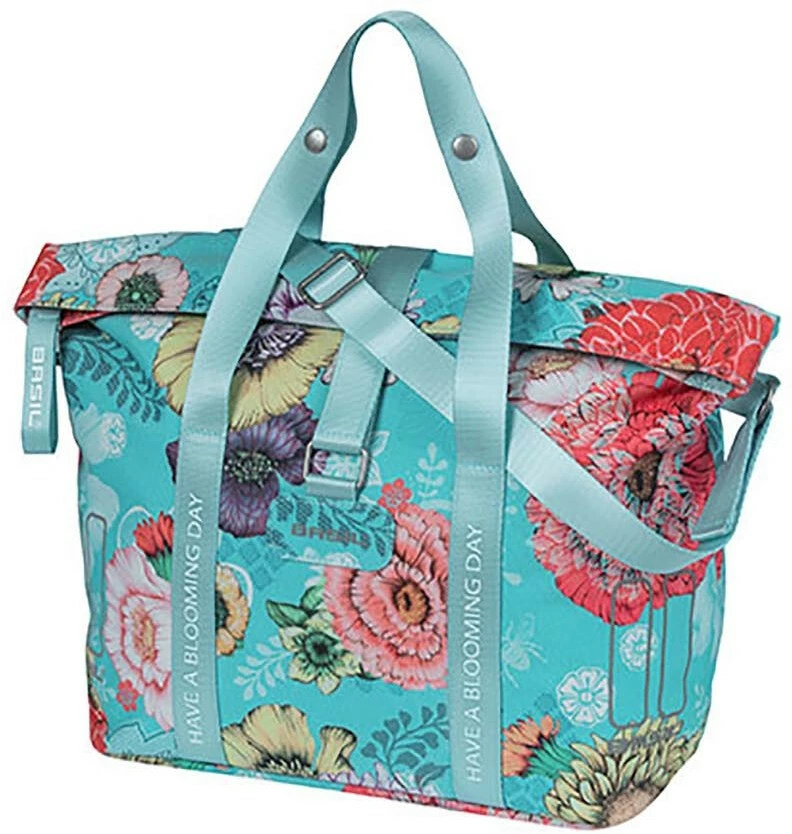 Basil Bloom Field Håndtaske 8-11l Med 2 Kroge Inkl. KF Plade, Blå/farverig 1 Basil Bloom Field Håndtaske 8-11l Med 2 Kroge Inkl. KF Plade, Blå/farverig